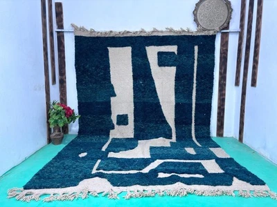bleu moroccan Rug, Boujaad rrug , Handmade rugs custom Morooccan carpetBerber ru - Image 1 of 4