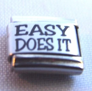 Alcoholics Anonymous AA Easy Does It Italian Charm Stainless Steel Matte Finish - Picture 1 of 2