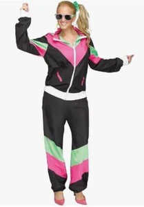 80's Neon Windbreaker Track Suit - Costume - Adult - 2 Sizes - Picture 1 of 2