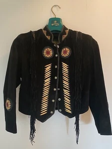 Vintage Diamond Leathers women's leather jacket with beads and fringes - Foto 1 di 11