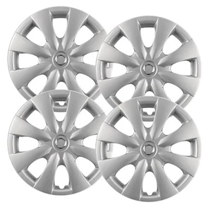 Set of (4) 15" Silver Hubcaps for Toyota Corolla 2009-2013, 8 Spoke, Heavy Duty - Picture 1 of 6