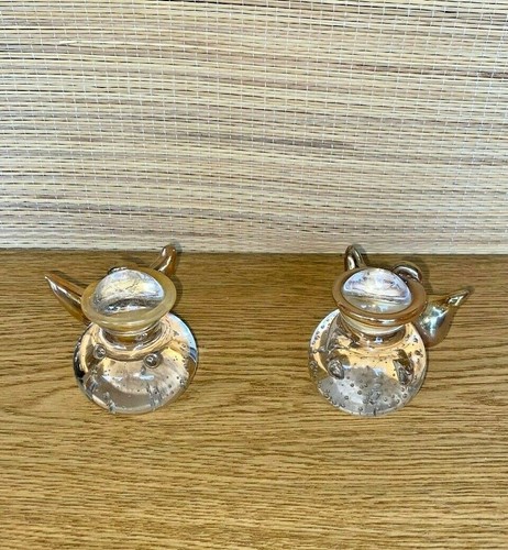 LOt OF 2 CLEAR BUBBLE GLASS ANGEL SHAPED FIGURINE PAPERWEIGHTS HALO