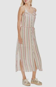 $199 Vince Camuto Women's Beige Striped Sleeveless V-Neck Maxi Dress Size S - Picture 1 of 3