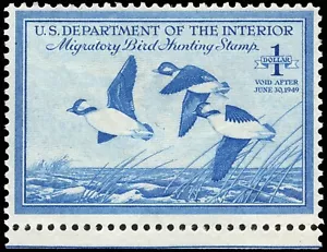 Estampillas de caza de patos de Estados Unidos 1948 MNH Buffleheads CV $60 - Imagen 1 de 1