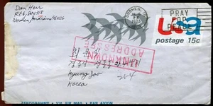 1971 Aerogramme US #UC44a mailed to S. Korea and returned "Addressee Unknown" - Picture 1 of 2