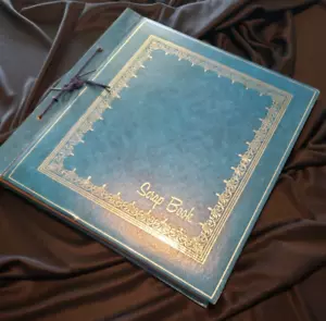VTG Scrap Book Blue with Gold Stencil on Cover Appears New - Picture 1 of 8
