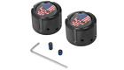 Front Axle Nut Cover PVD Black Red/White/Blue Skull Pair Set Harley 25mm