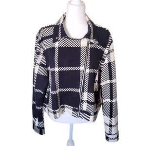 LulaRoe Presley Moto Zip Jacket 2XL NWT Black White Geometric - Picture 1 of 10