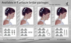 Bridal Package Silver White Mini Hair Claws Combo w. Matching Earrings 6-1-combo - Picture 1 of 36