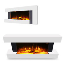 50 inch Electric Wall Mounted Fireplace White Surround LED Fire Flames w/ Remote