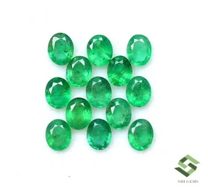Lote de 13 piedras preciosas sueltas calibradas 4,05 CTS corte ovalado esmeralda natural de 5x4 mm - Imagen 1 de 7