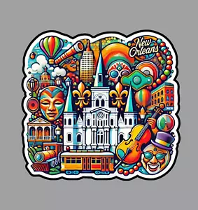 New Orleans Original Abstrakte Kunst Gestanzt Hochglanz Kühlschrankmagnet - Bild 1 von 3