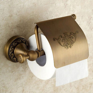 Antique Brass Bathroom Toilet Paper Holder Wall Mount Roll Tissue Paper Shelf