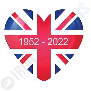 QUEEN'S JUBILEE UNION JACK FLAG HEART - IRON ON TSHIRT TRANSFERS - A6 A5 A4 - Picture 1 of 5