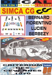 DECAL SIMCA CG 2200 PROTO MC BERNARD FIORENTINO C.DES CEVENNES 1970 (08) - Picture 1 of 1