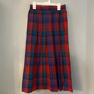 Maxi gonna lunga vintage Pendleton tartan plaid taglia 6 rosso blu - Foto 1 di 4