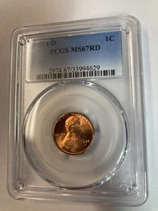 ***Wowzer Coin 1974-D PCGS MS 67 RD LINCOLN MEMORIAL CENT *** - Picture 1 of 2