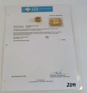 Estate 14 K Yellow Gold, 9.75+ Ct. Citrine Brooch with Appraisal - Picture 1 of 12