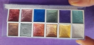 Watercolour paint, Glittering - Pearl colour, Set of 12 colours with brush, - Bild 1 von 5