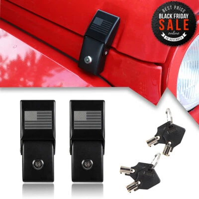 Heavy Duty Steel Anti-Theft Hood Latches Locks For Jeep Wrangler JK JL JT 07-23 - Image 1 of 4