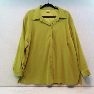CLIO II Avocado Green Mirofiber Fauxs Suede Shirt Shacket Button Up, Plus Sz 1X - Picture 1 of 6