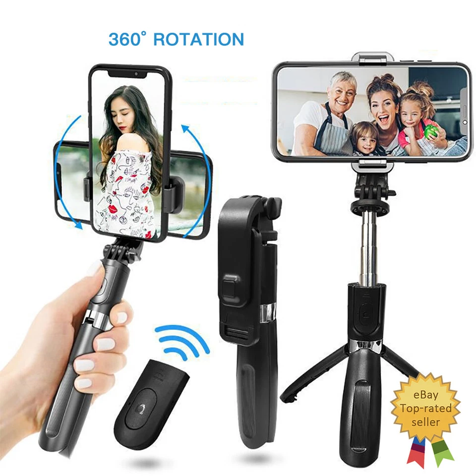 Extendable 360°Selfie Stick Desktop StandBluetooth 4.0 Remote Selfie PhoneTripod - Image 1 of 4