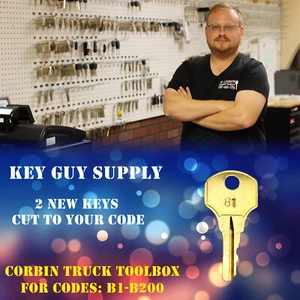 B1-B200. Pair of keys for Corbin truck tool box locks, cut to code. Locksmith. - Picture 1 of 1