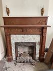 antique wood fireplace surround mantle. 65”x60”
