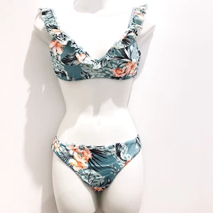 Seafolly Women’s Bikini Size 12 Top 14 Bottom Blue Floral Swimwear Swimsuit - Imagen 1 de 15