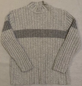 BKE 67 Buckle Gray Cable Knit Mock Collar Sweater Made In USA Men's XL - Picture 1 of 13
