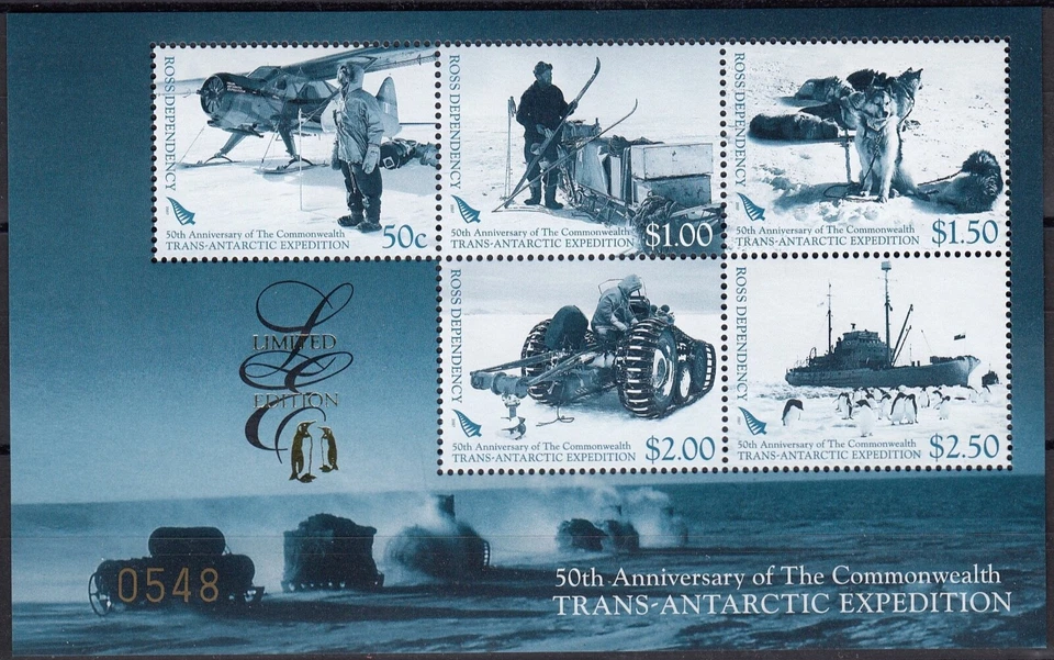 ROSS DEP. 2007 C/Wth Trans-Antarctic Exped. 50th, Limited Edition M/S MNH - Image 1 of 1
