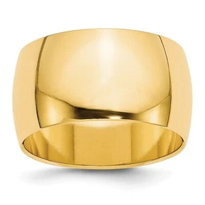 10K Yellow Gold 12mm Half Round Band Ring - Picture 1 of 4