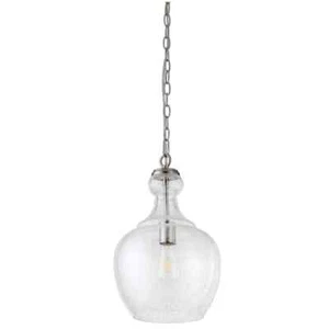 Meyer&Cross Verona 1-Light Brushed Nickel Pendant with Seeded Glass Shade - Picture 1 of 11