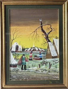 Quadro naif originale "Paesaggio Invernale" di Morea - Foto 1 di 6