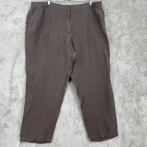 Flax Women's 3G Chocolate Brown 100% Linen Full Length Pants Trousers Coastal - Picture 1 of 14
