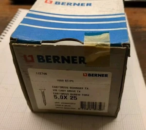 BERNER 5.0 x 25mm box of 1000 TORX COUNTERSUNK EASYDRIVE WOOD SCREWS TX25 head - Picture 1 of 6
