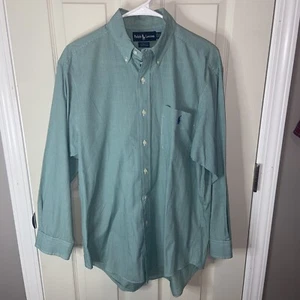 Ralph Lauren Blue Label Yarmouth mens long sleeve 15.5 32 33 green white check - Picture 1 of 11