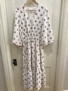 Stevie May Brand Deja Midi Dress White Fleur-De-Lis Style BNWT RRP $380 Size XL - Picture 1 of 11