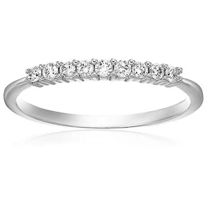 1/5 cttw Diamond Wedding Band 14K White or Yellow Gold 9 Stones Prong Set Round - Picture 1 of 16