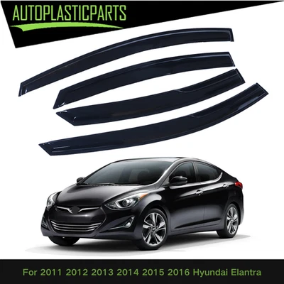 4 x Window Visors Vent Shade Rain Guards Deflector For Hyundai Elantra 2011-2016 - Изображение 1 из 4
