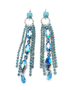 Earrings by Mariana Woman Gorgeous Sapphire and Aquamarine Swarovski Crystals - Picture 1 of 8