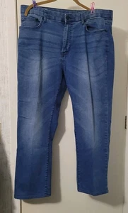 Pantalones de mezclilla Kenneth Cole New York para hombre talla 36x30 azul pierna recta lavado medio - Imagen 1 de 12