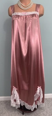 NEW Glossy Secret SATIN Frilly Lacy XL NIGHTGOWN Full Slip Twirl  96" SWEEP - Image 1 of 4