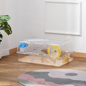 PawHut Tragbarer 2-stöckiger Hamsterkäfig mit Laufrad Tränke Futternapf - Bild 1 von 11