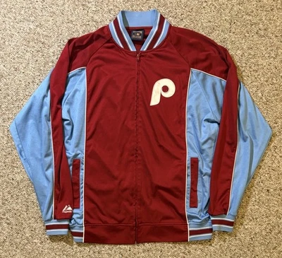 Vtg Majestic Cooperstown Collection Philadelphia Phillies MLB Zip Up Jacket. L - Image 1 of 4