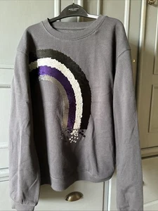 Girls Charcoal Sequin Rainbow Sweatshirt Age 12 Years John Lewis - Picture 1 of 2