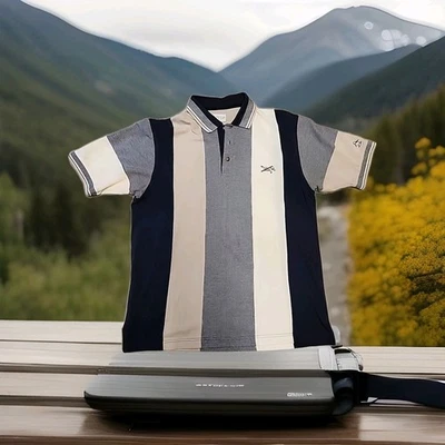 Munsingwear Grand Slam Striped GolfLogo Knit Cotton Polo Shirt Mens Medium - Image 1 of 4