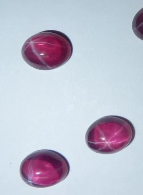 Transparent Star Ruby Oval 9x7 mm Cabochon 6 Rayed Lab-created Stone 3 pcs Lot - Image 1 of 4