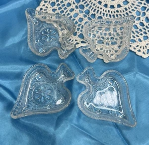 Vintage Klar Indiana Glas Diadem Nuss Schalen 4 Spaten Spaten geformte Karte Anzug 🤍 - Bild 1 von 11