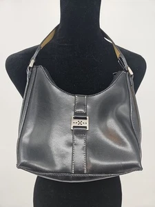 Vintage Emilie M Purse Black Leather Hand Bag Women's Mini Shoulder Bag - Picture 1 of 6
